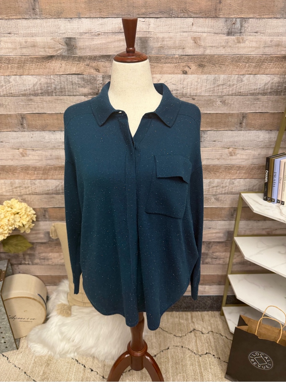 Smartwool Teal Sparkle Long-Sleeve Button-Front Shirt